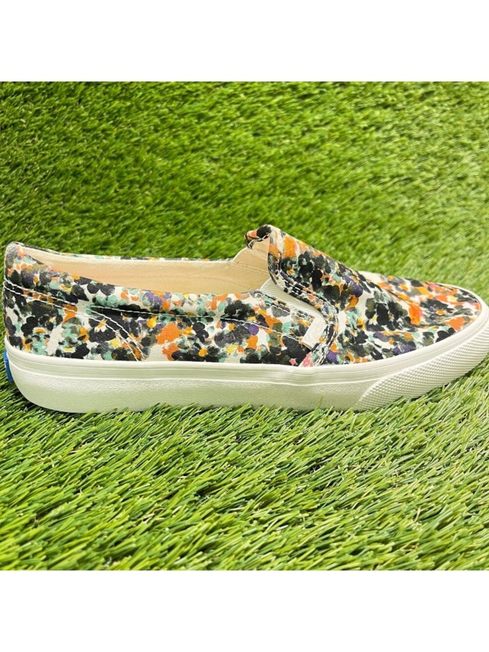 Keds Jump Kick Slip-On Floral Womens Size 8 Black Athletic Skate Shoes Sneakers
